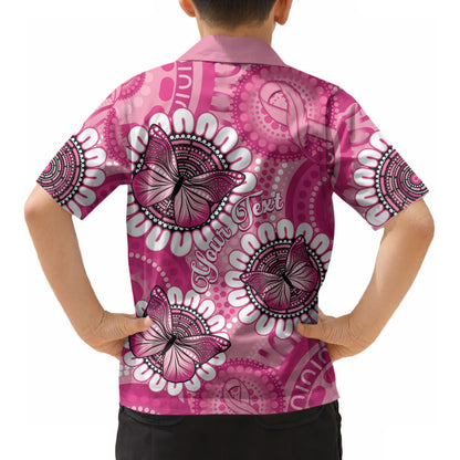 Personalised Australia Indigenous Kid Hawaiian Shirt Breast Cancer Ribbon Think Pink - Pink Version