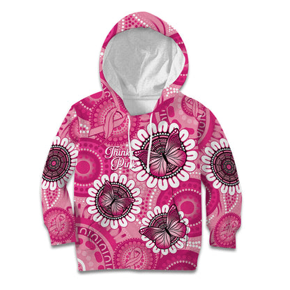 Personalised Australia Indigenous Kid Hoodie Breast Cancer Ribbon Think Pink - Pink Version