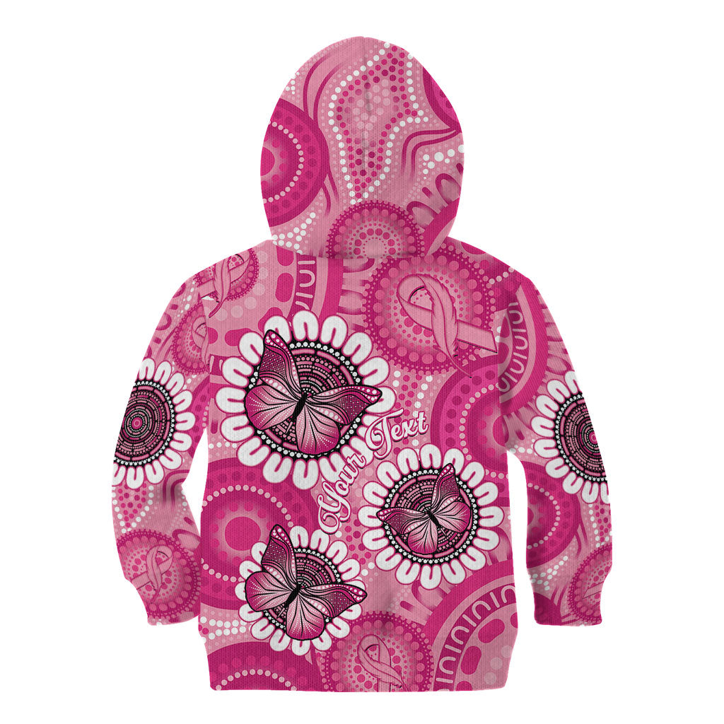 Personalised Australia Indigenous Kid Hoodie Breast Cancer Ribbon Think Pink - Pink Version
