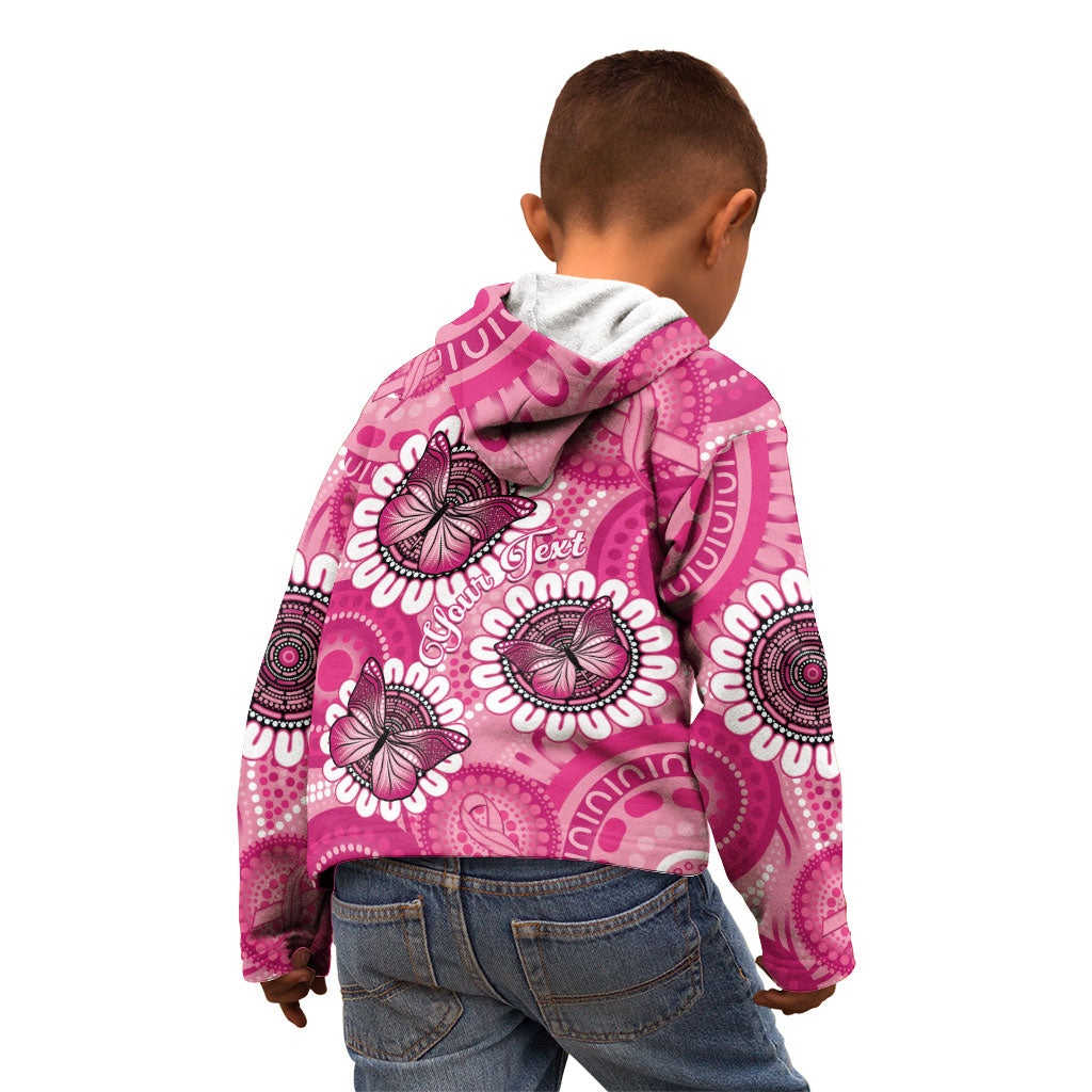 Personalised Australia Indigenous Kid Hoodie Breast Cancer Ribbon Think Pink - Pink Version