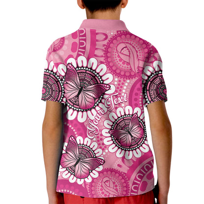 Personalised Australia Indigenous Kid Polo Shirt Breast Cancer Ribbon Think Pink - Pink Version