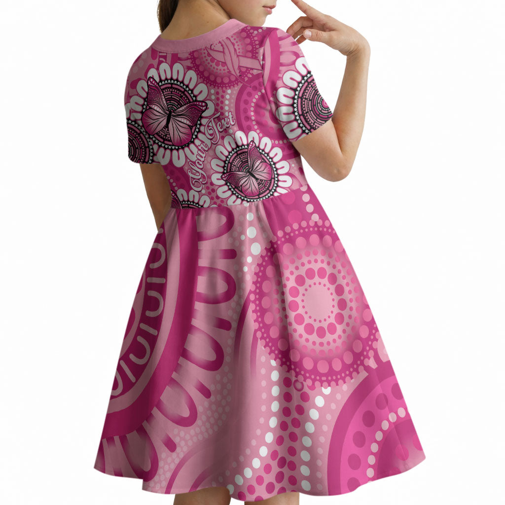 Personalised Australia Indigenous Kid Short Sleeve Dress Breast Cancer Ribbon Think Pink - Pink Version