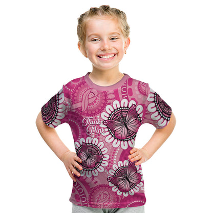 Personalised Australia Indigenous Kid T Shirt Breast Cancer Ribbon Think Pink - Pink Version