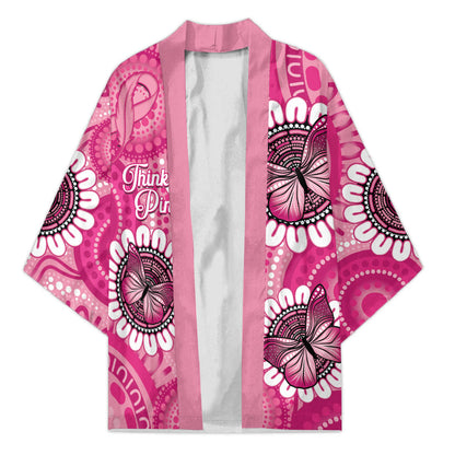 Personalised Australia Indigenous Kimono Breast Cancer Ribbon Think Pink - Pink Version