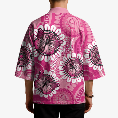 Personalised Australia Indigenous Kimono Breast Cancer Ribbon Think Pink - Pink Version