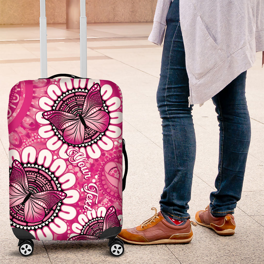 Personalised Australia Indigenous Luggage Cover Breast Cancer Ribbon Think Pink - Pink Version