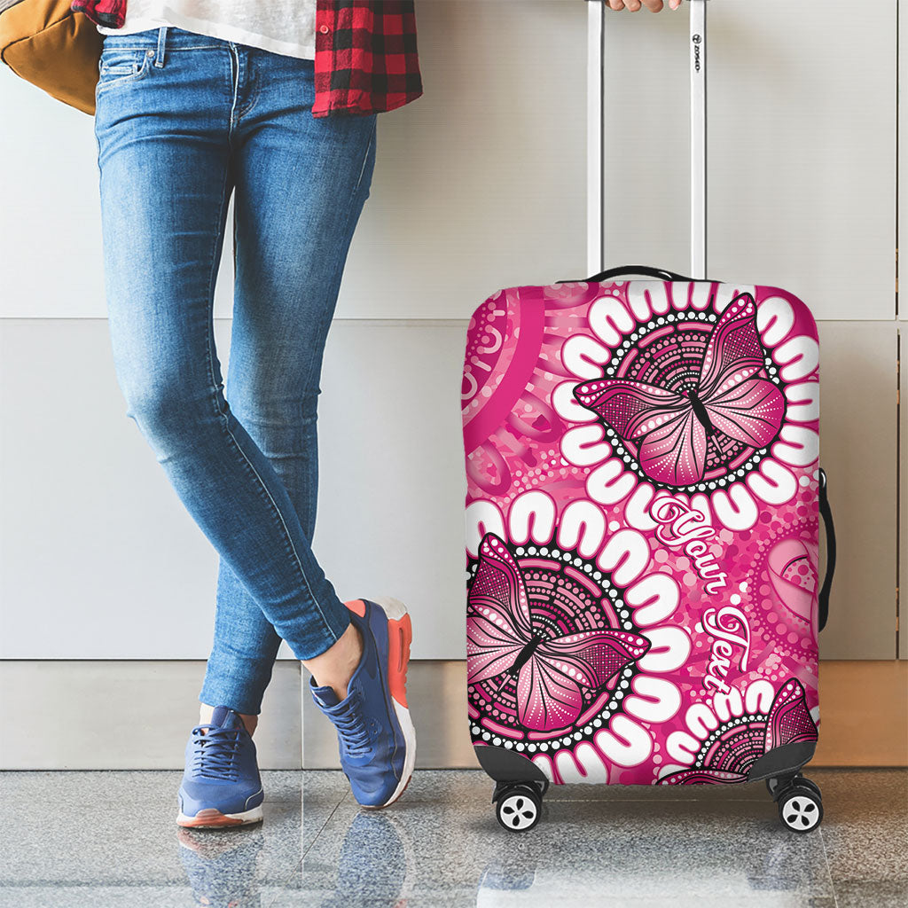 Personalised Australia Indigenous Luggage Cover Breast Cancer Ribbon Think Pink - Pink Version