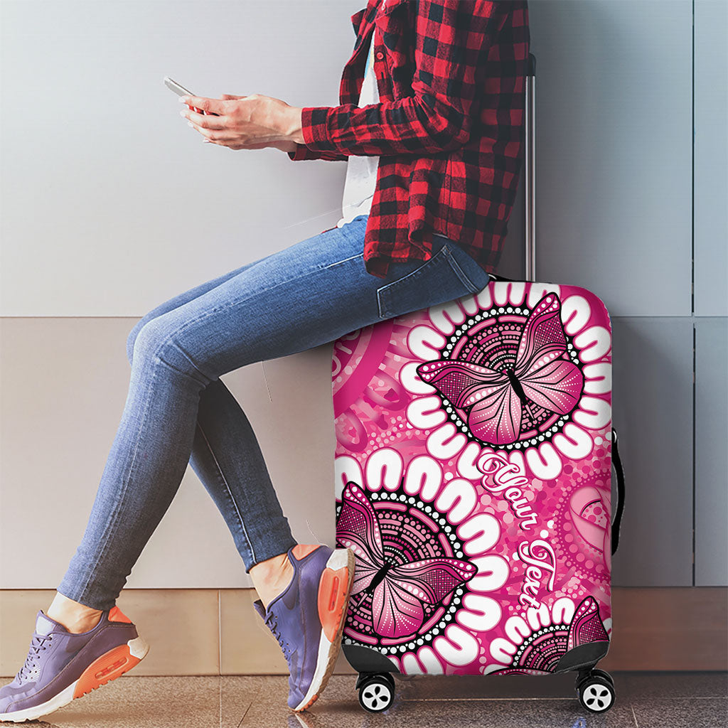 Personalised Australia Indigenous Luggage Cover Breast Cancer Ribbon Think Pink - Pink Version