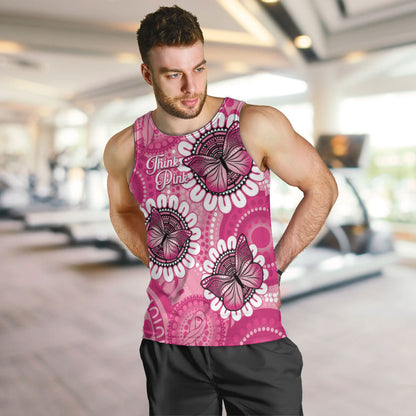 Personalised Australia Indigenous Men Tank Top Breast Cancer Ribbon Think Pink - Pink Version