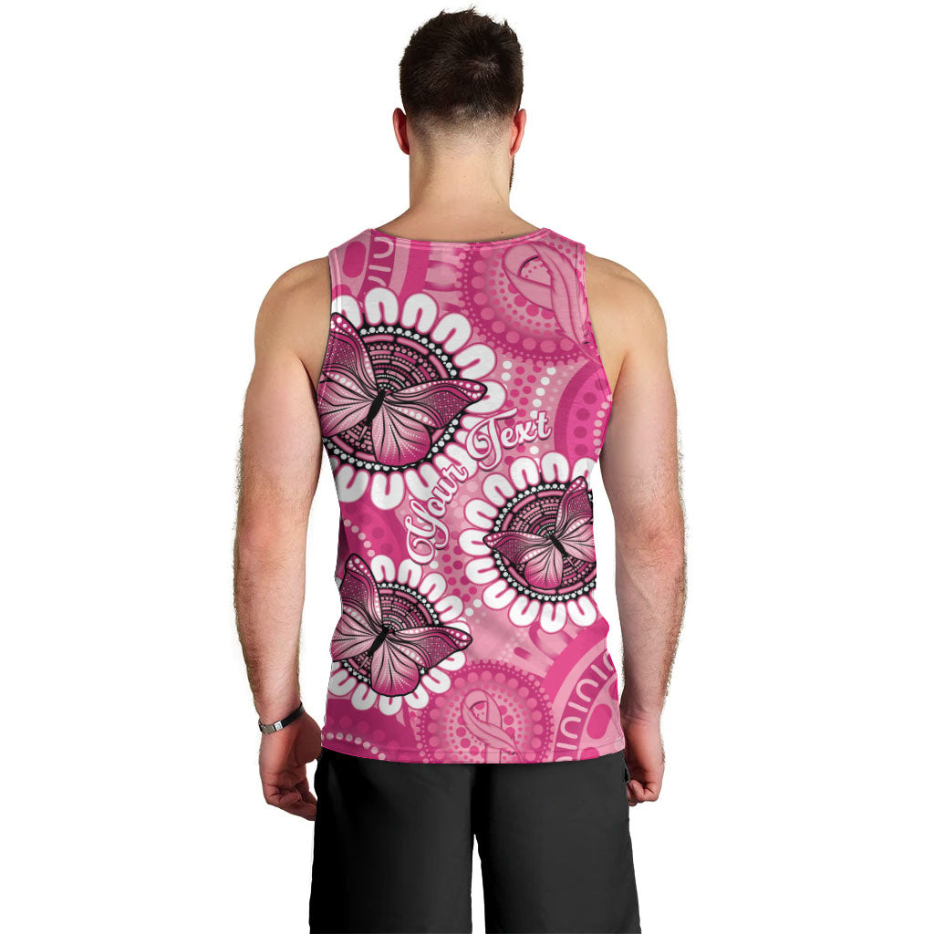 Personalised Australia Indigenous Men Tank Top Breast Cancer Ribbon Think Pink - Pink Version