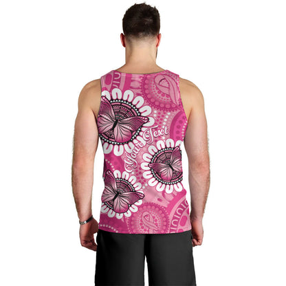 Personalised Australia Indigenous Men Tank Top Breast Cancer Ribbon Think Pink - Pink Version