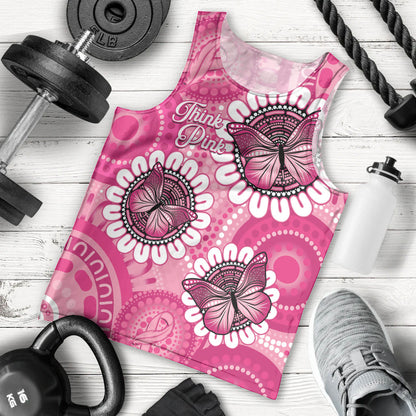 Personalised Australia Indigenous Men Tank Top Breast Cancer Ribbon Think Pink - Pink Version