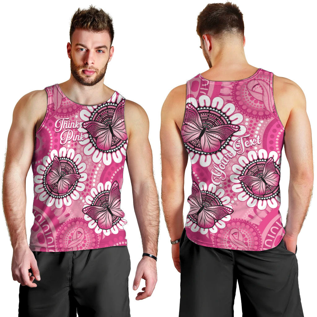 Personalised Australia Indigenous Men Tank Top Breast Cancer Ribbon Think Pink - Pink Version