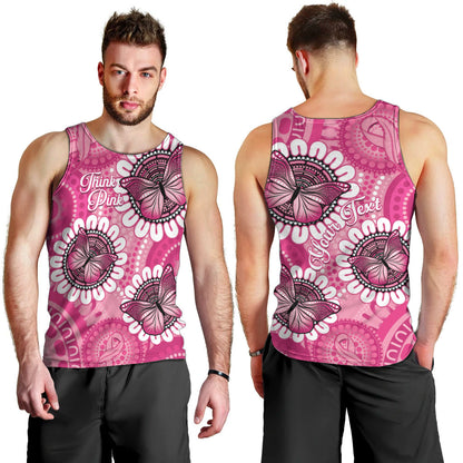 Personalised Australia Indigenous Men Tank Top Breast Cancer Ribbon Think Pink - Pink Version
