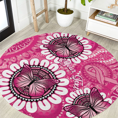 Personalised Australia Indigenous Round Carpet Breast Cancer Ribbon Think Pink - Pink Version