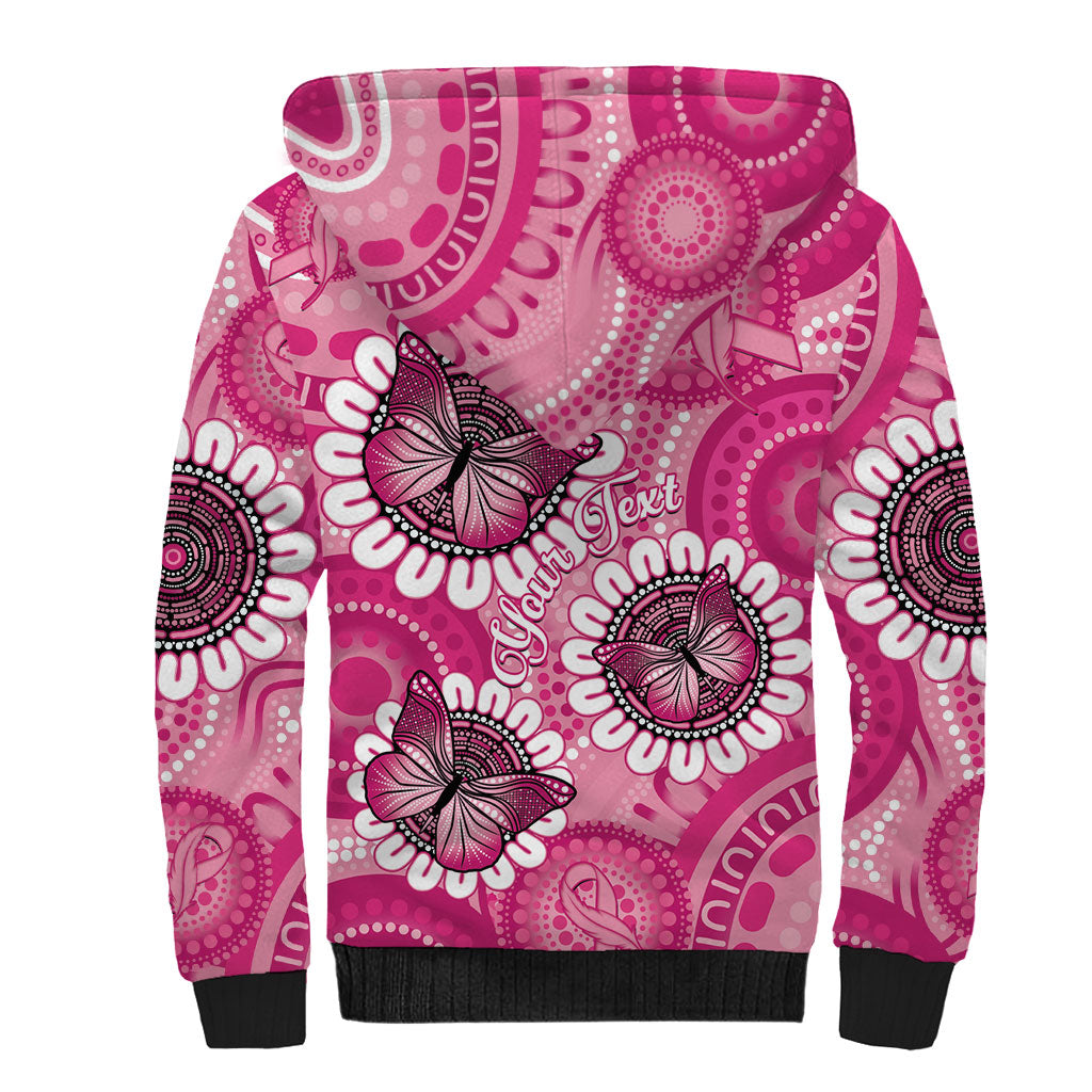 Personalised Australia Indigenous Sherpa Hoodie Breast Cancer Ribbon Think Pink - Pink Version