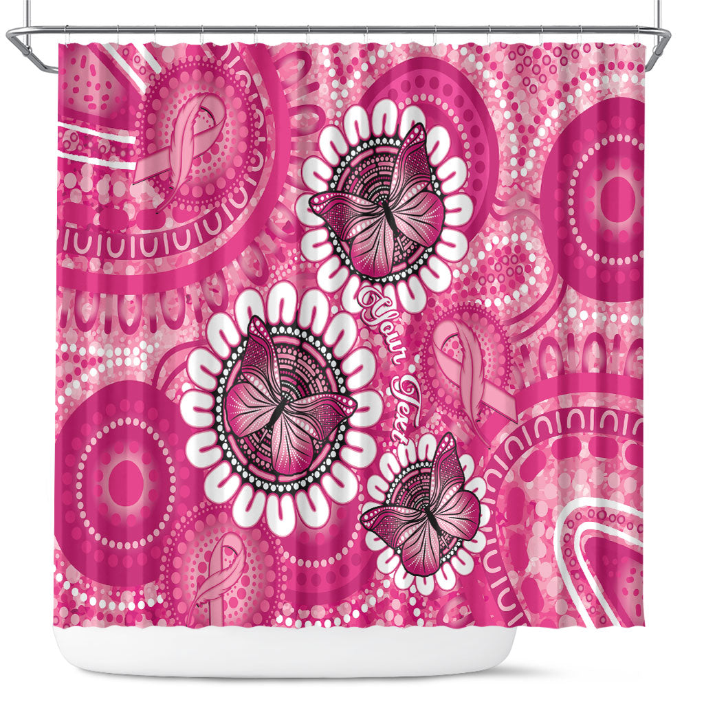 Personalised Australia Indigenous Shower Curtain Breast Cancer Ribbon Think Pink - Pink Version