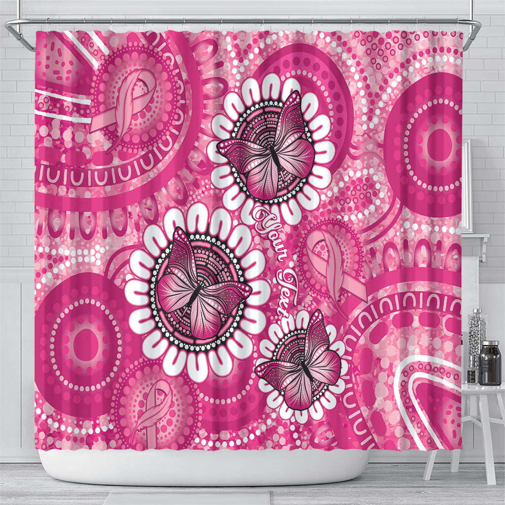 Personalised Australia Indigenous Shower Curtain Breast Cancer Ribbon Think Pink - Pink Version