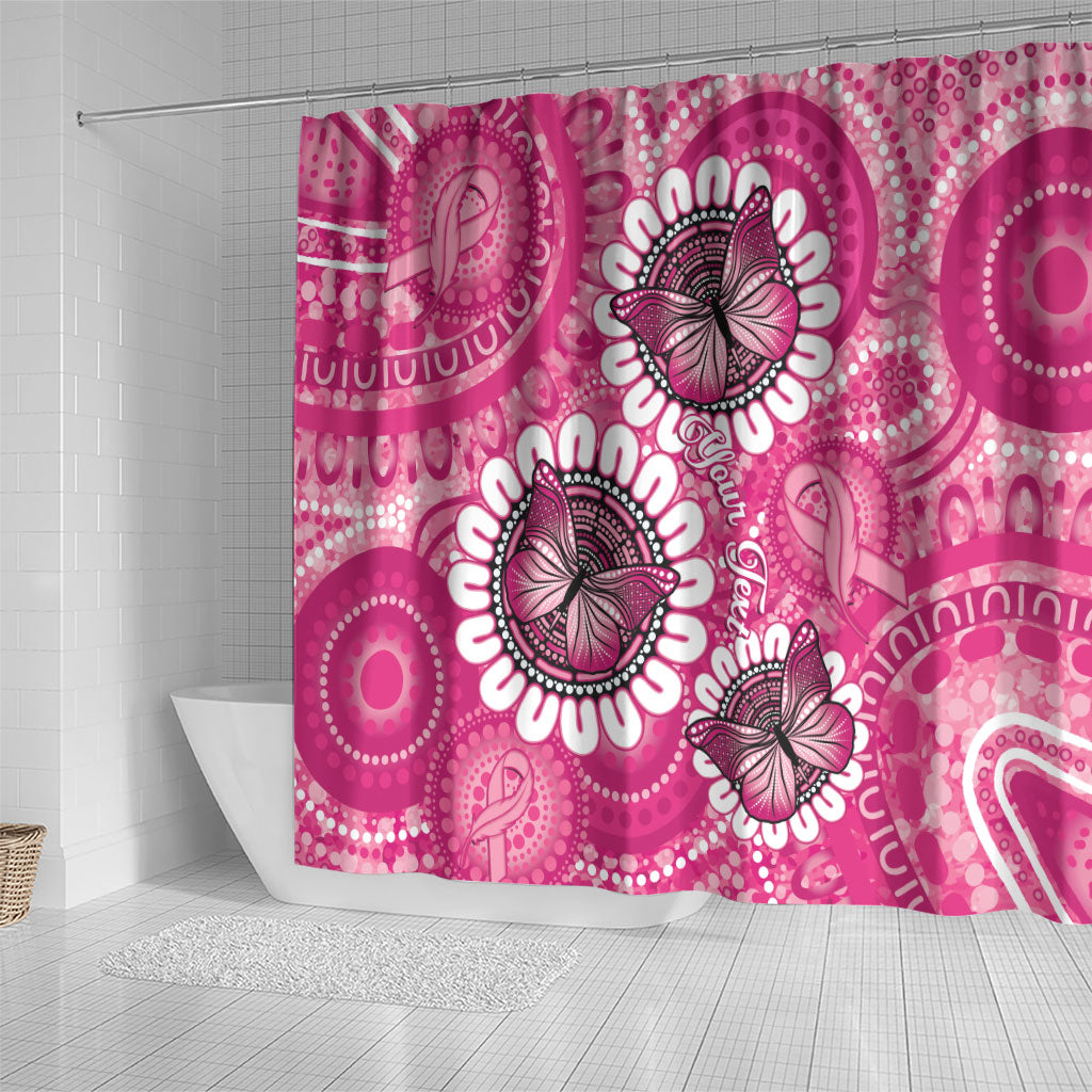 Personalised Australia Indigenous Shower Curtain Breast Cancer Ribbon Think Pink - Pink Version