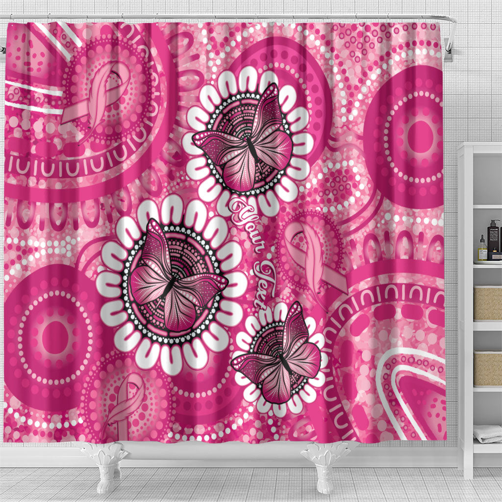 Personalised Australia Indigenous Shower Curtain Breast Cancer Ribbon Think Pink - Pink Version