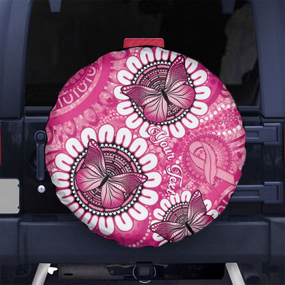 Personalised Australia Indigenous Spare Tire Cover Breast Cancer Ribbon Think Pink - Pink Version