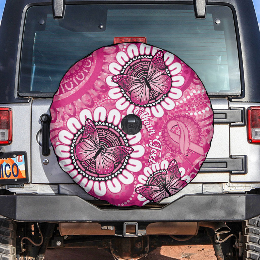 Personalised Australia Indigenous Spare Tire Cover Breast Cancer Ribbon Think Pink - Pink Version