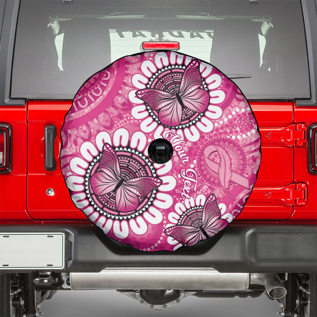 Personalised Australia Indigenous Spare Tire Cover Breast Cancer Ribbon Think Pink - Pink Version