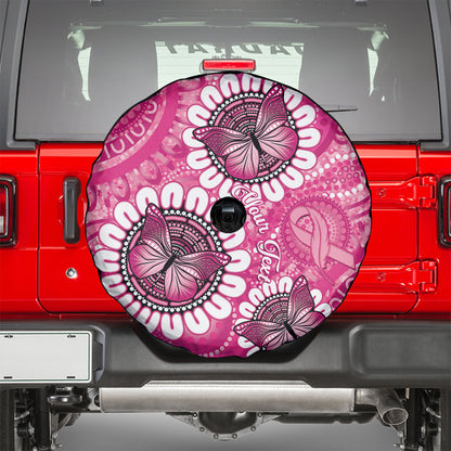 Personalised Australia Indigenous Spare Tire Cover Breast Cancer Ribbon Think Pink - Pink Version