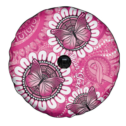 Personalised Australia Indigenous Spare Tire Cover Breast Cancer Ribbon Think Pink - Pink Version
