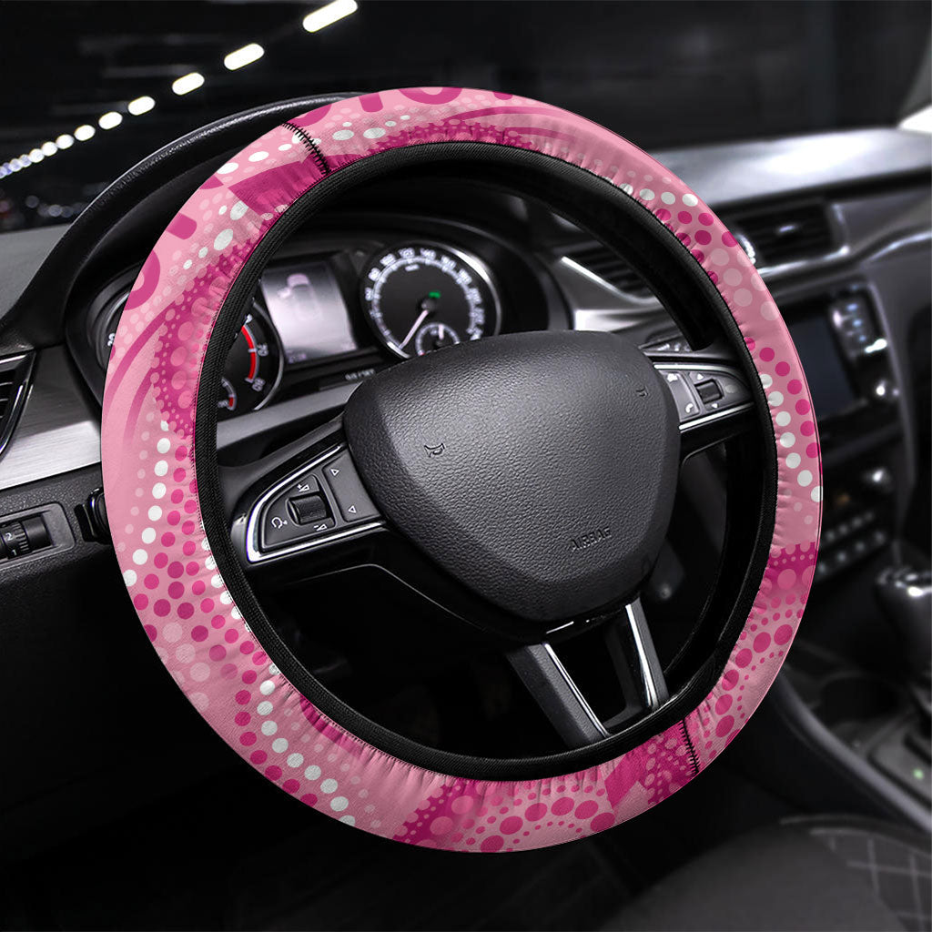 Australia Indigenous Steering Wheel Cover Breast Cancer Ribbon Think Pink - Pink Version