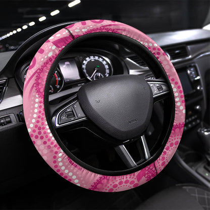 Australia Indigenous Steering Wheel Cover Breast Cancer Ribbon Think Pink - Pink Version