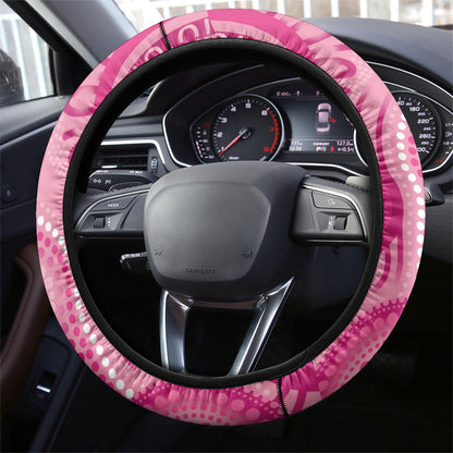 Australia Indigenous Steering Wheel Cover Breast Cancer Ribbon Think Pink - Pink Version