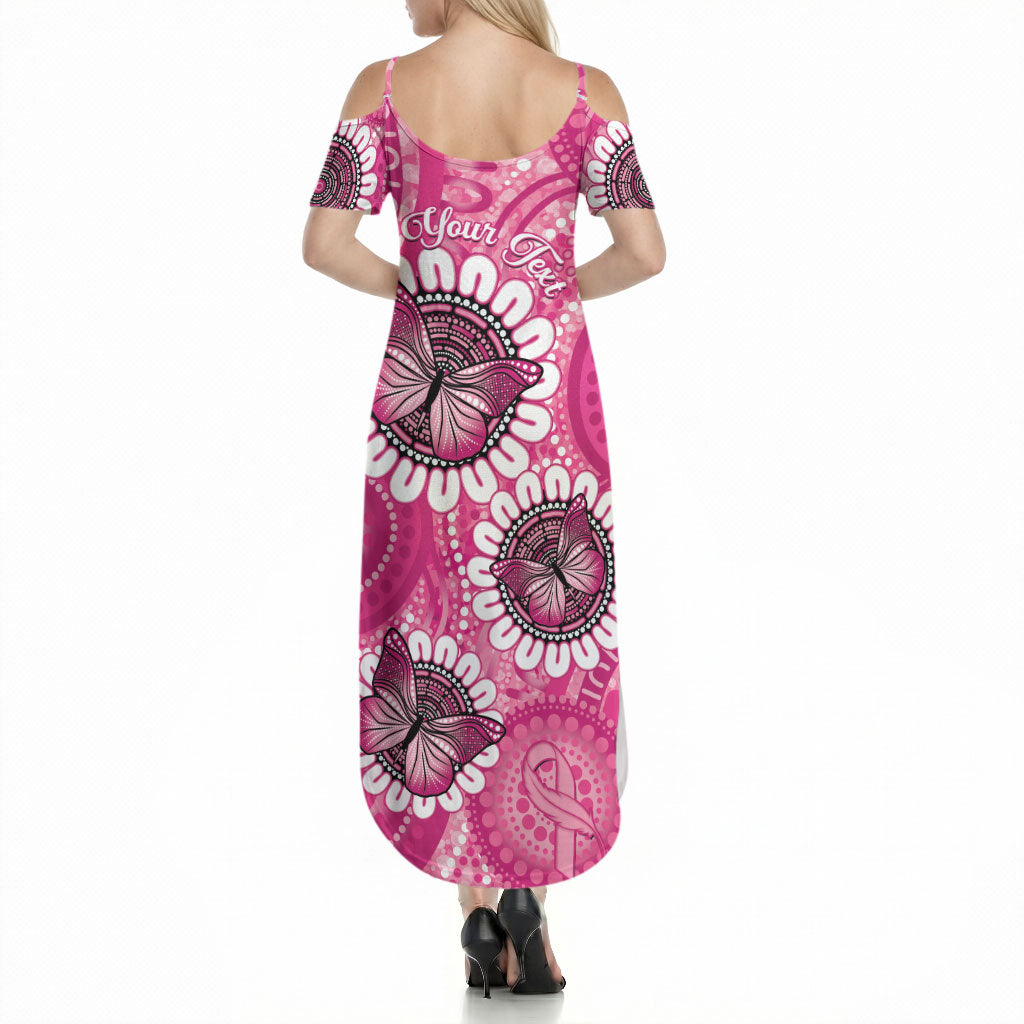 Personalised Australia Indigenous Summer Maxi Dress Breast Cancer Ribbon Think Pink - Pink Version