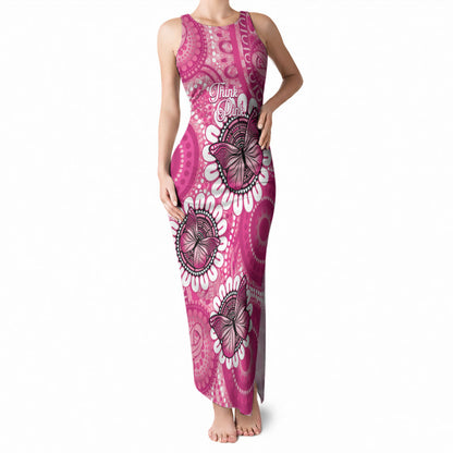 Personalised Australia Indigenous Tank Maxi Dress Breast Cancer Ribbon Think Pink - Pink Version