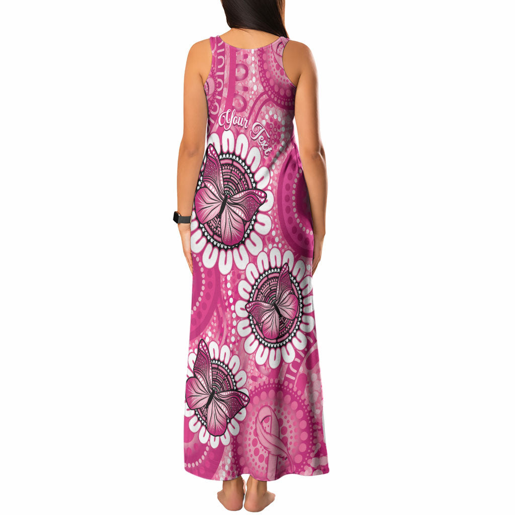 Personalised Australia Indigenous Tank Maxi Dress Breast Cancer Ribbon Think Pink - Pink Version