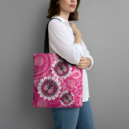 Personalised Australia Indigenous Tote Bag Breast Cancer Ribbon Think Pink - Pink Version