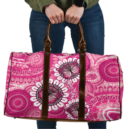 Personalised Australia Indigenous Travel Bag Breast Cancer Ribbon Think Pink - Pink Version