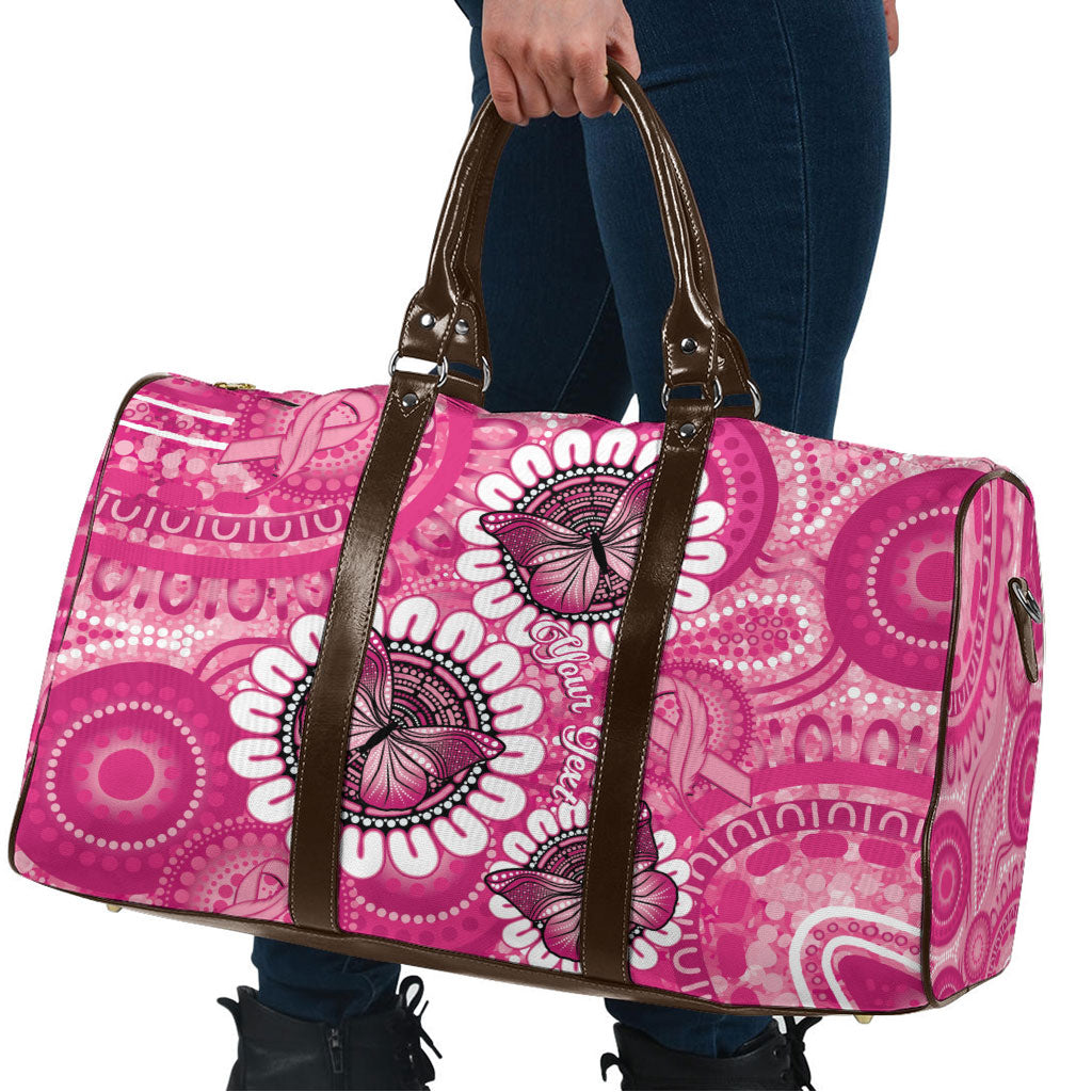 Personalised Australia Indigenous Travel Bag Breast Cancer Ribbon Think Pink - Pink Version