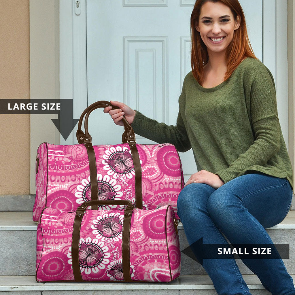 Personalised Australia Indigenous Travel Bag Breast Cancer Ribbon Think Pink - Pink Version
