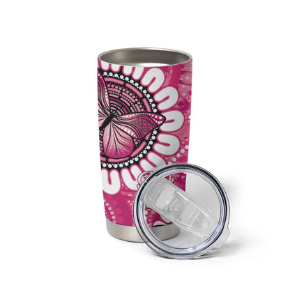 Personalised Australia Indigenous Tumbler Cup Breast Cancer Ribbon Think Pink - Pink Version