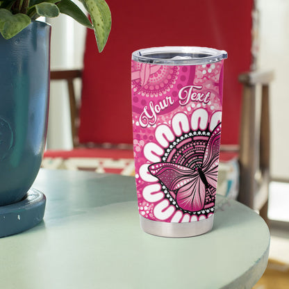 Personalised Australia Indigenous Tumbler Cup Breast Cancer Ribbon Think Pink - Pink Version