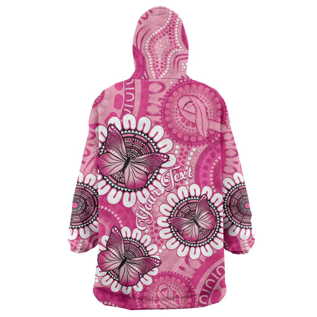Personalised Australia Indigenous Wearable Blanket Hoodie Breast Cancer Ribbon Think Pink - Pink Version