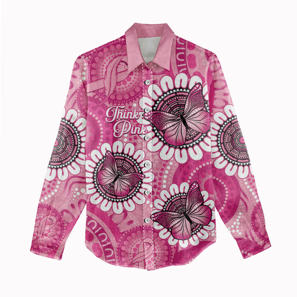 Personalised Australia Indigenous Women Casual Shirt Breast Cancer Ribbon Think Pink - Pink Version
