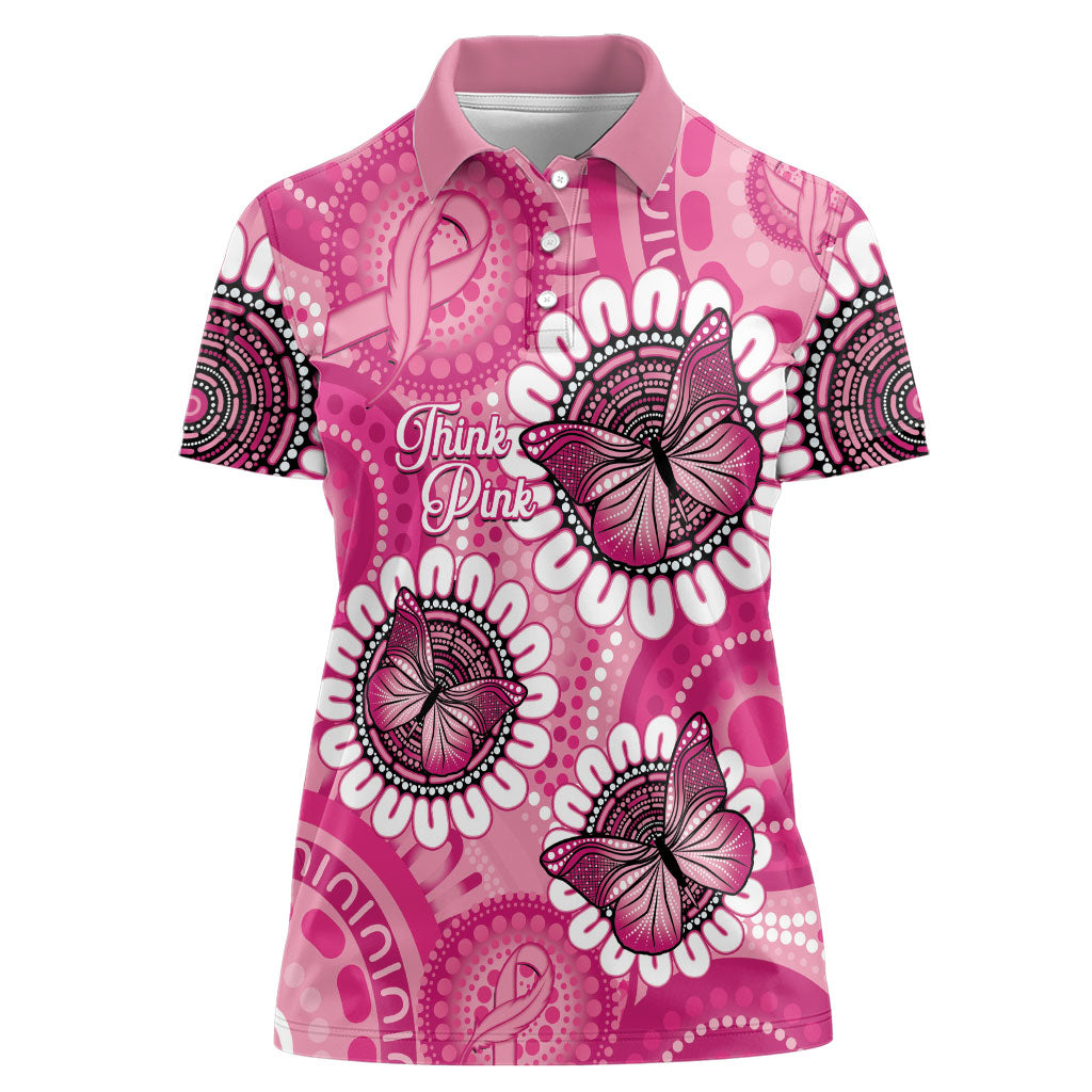Personalised Australia Indigenous Women Polo Shirt Breast Cancer Ribbon Think Pink - Pink Version
