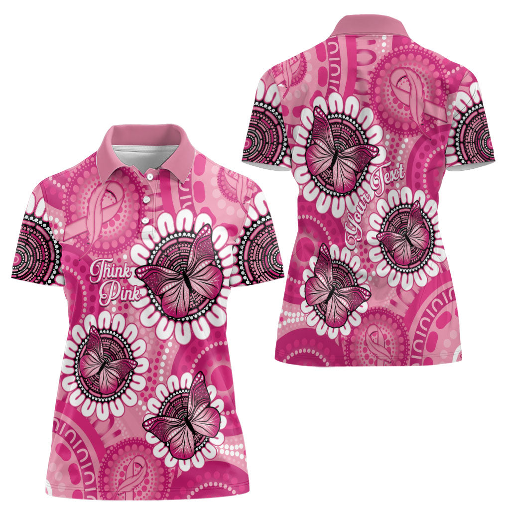 Personalised Australia Indigenous Women Polo Shirt Breast Cancer Ribbon Think Pink - Pink Version