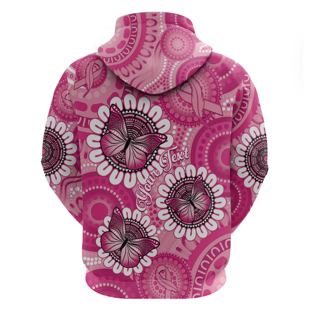 Personalised Australia Indigenous Zip Hoodie Breast Cancer Ribbon Think Pink - Pink Version