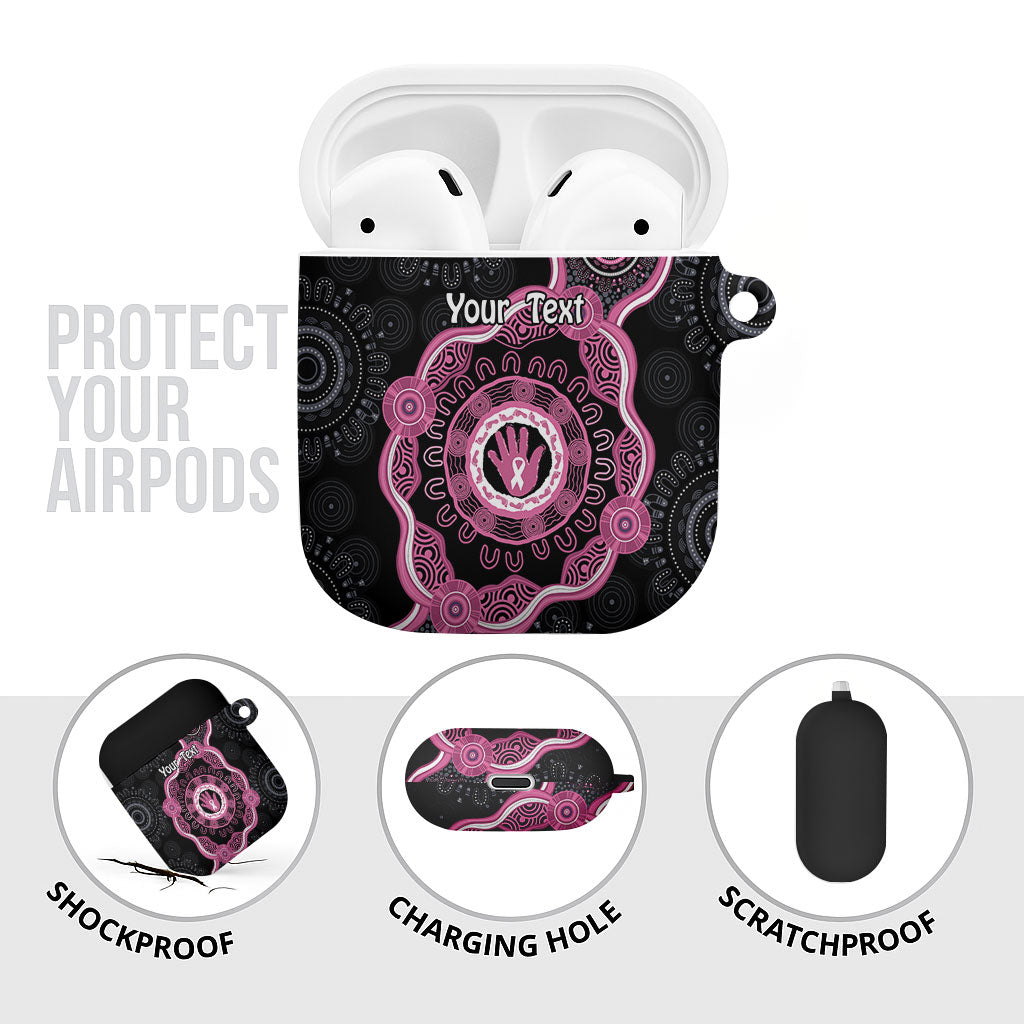 Personalised Australia Breast Cancer Support AirPods Case Brave Strong Aboriginal Art