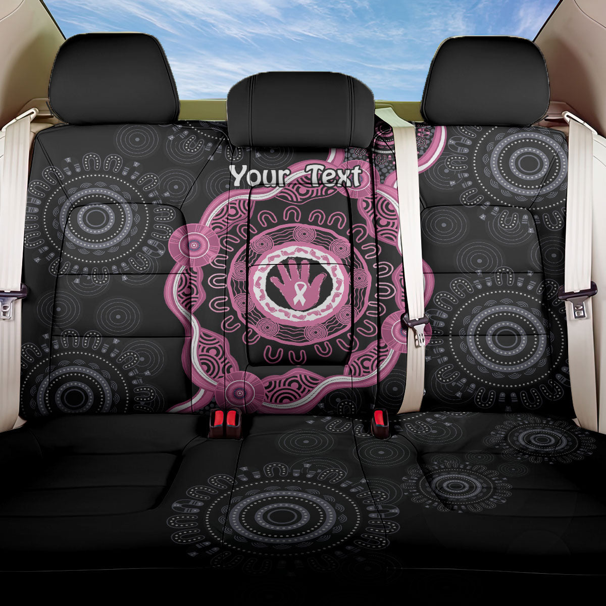 Personalised Australia Breast Cancer Support Back Car Seat Cover Brave Strong Aboriginal Art
