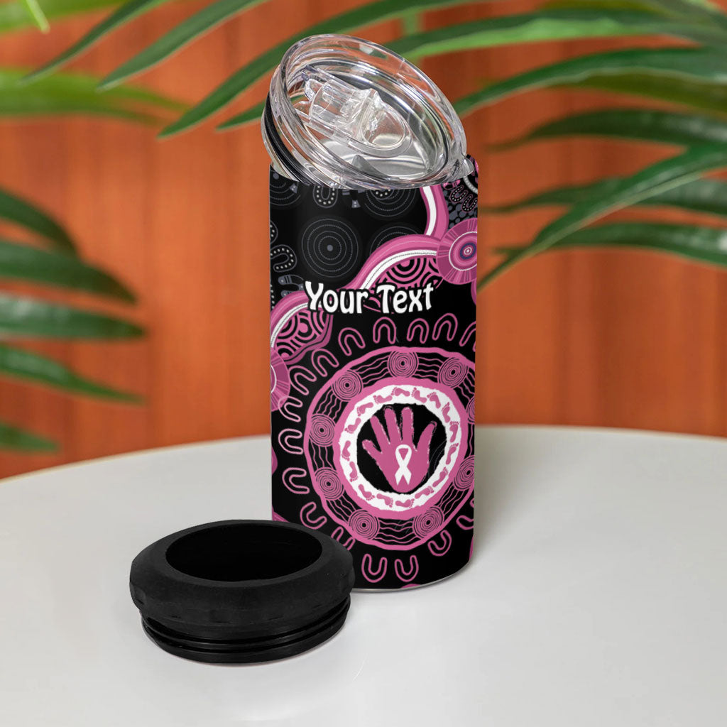 Personalised Australia Breast Cancer Support 4 in 1 Can Cooler Tumbler Brave Strong Aboriginal Art