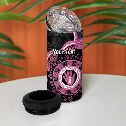 Personalised Australia Breast Cancer Support 4 in 1 Can Cooler Tumbler Brave Strong Aboriginal Art